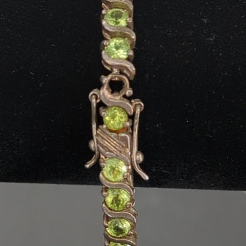 Vintage BRACELET FAB Sterling Silver 925 Tennis bracelet Peridot Green Stones
