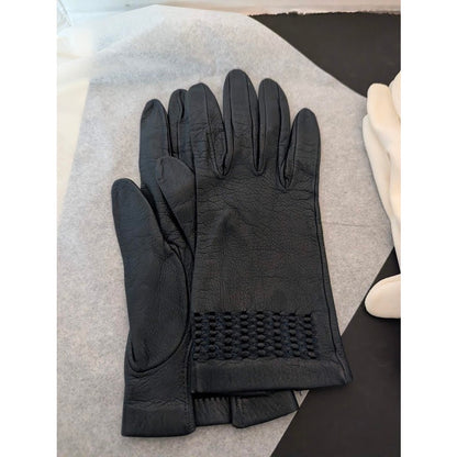 3 pairs of ladies gloves Brown Leather, White Cloth, Cream Mid Length Size Small
