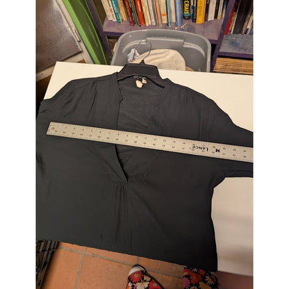Treasure Bond NEW black sheer blouse size Small Casual long sleeve VNeck Career