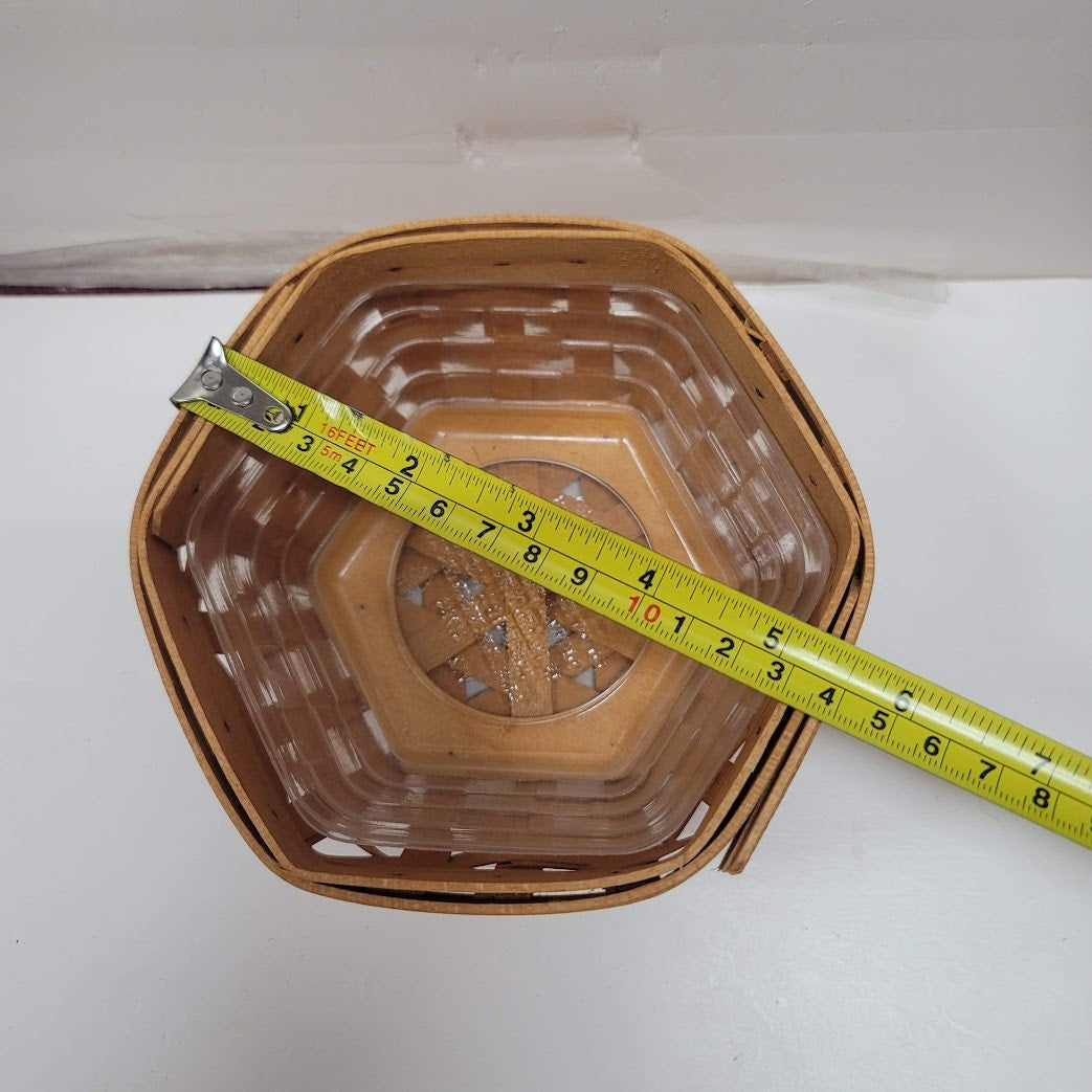 Longaberger 5.6" Vintage Wood Handwoven 2001 Basket brown small basket Liner