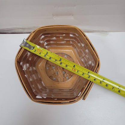 Longaberger 5.6" Vintage Wood Handwoven 2001 Basket brown small basket Liner