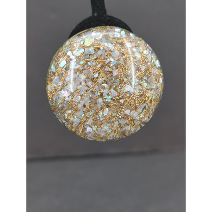 Vintage Clear Lucite Gold Speckle Confetti Dome Button Clip On Earrings Retro