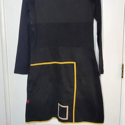 Vintage PYGMEES Small Turbowear Dress long sleeve Y2K dress Black yellow