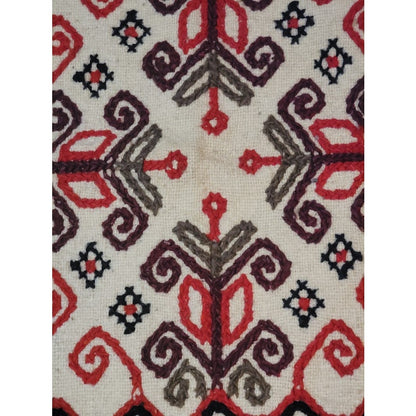 Embroidered Handmade Wool Turkish Tapestry vintage rug 31" x 27" Brown Orange