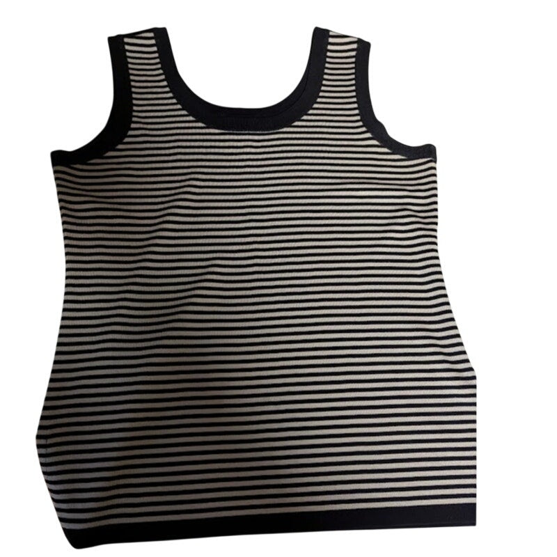 Exclusiely misook Size Medium Sleeveless tank top blue cream striped scoop neck