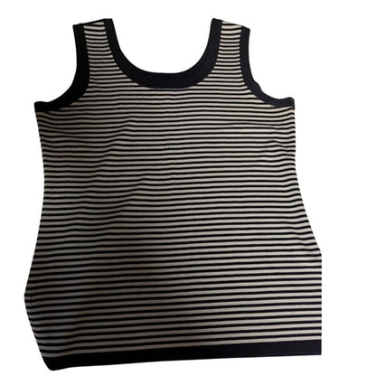 Exclusiely misook Size Medium Sleeveless tank top blue cream striped scoop neck