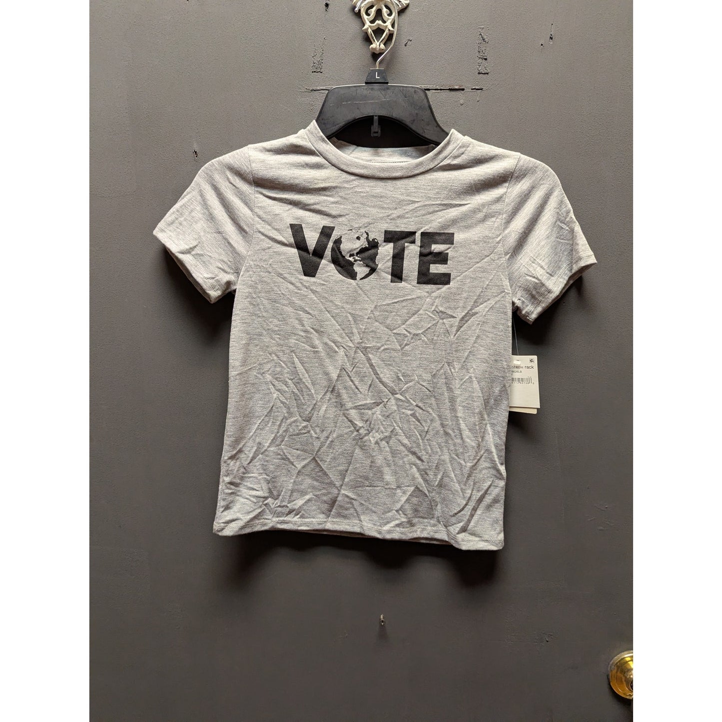 Tucker + Tate Gray & Black Graphic Short Sleeve T-Shirt Size 7 NWT Kids VOTE