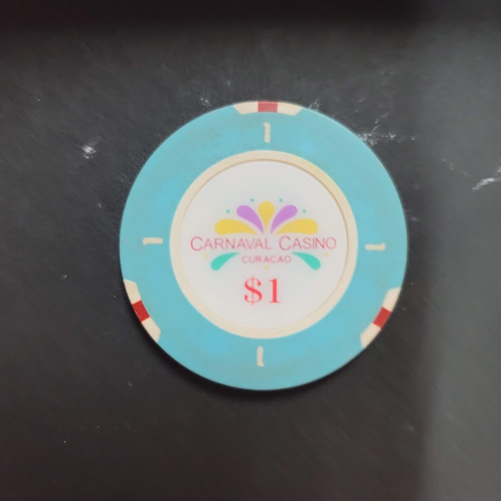 Casino Chip CARNAVAL CASINO CURACAO $1 blue token