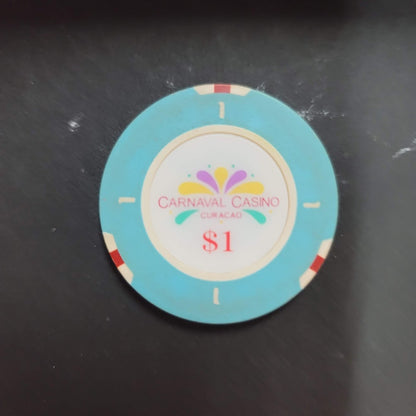 Casino Chip CARNAVAL CASINO CURACAO $1 blue token