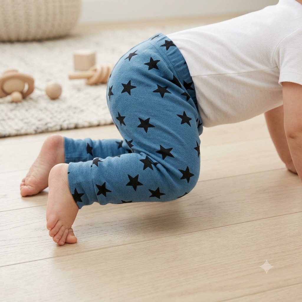Koala Baby Blue Black Star Print Pull On Knit Pants Leggings Size 9-12 Months