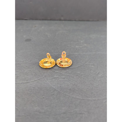 Vintage W. Germany Hand Painted Enameled Metal ClipOn Earrings Orange Yellow
