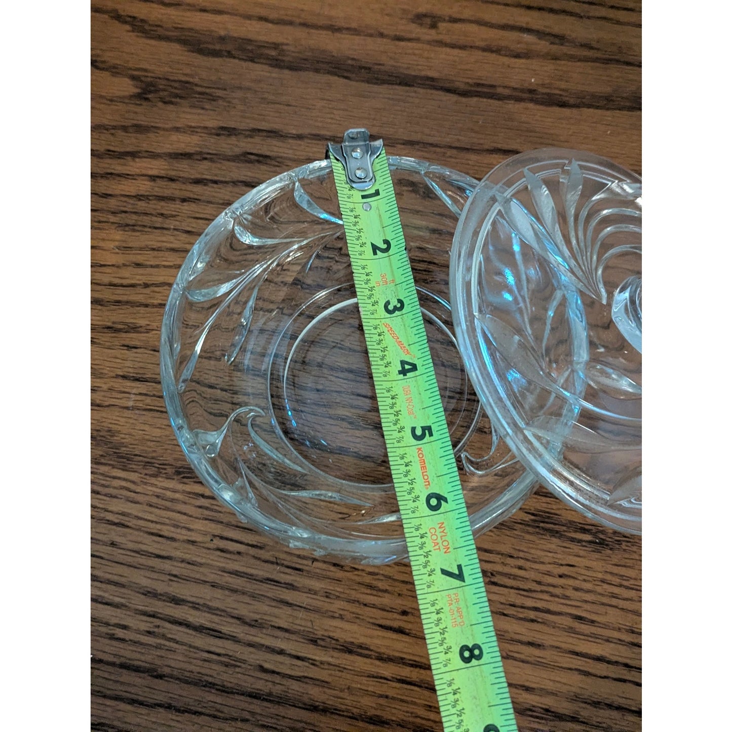 Vintage Clear Pressed Glass Candy Dish & Lid Swirl Design Powder Vanity Trinket