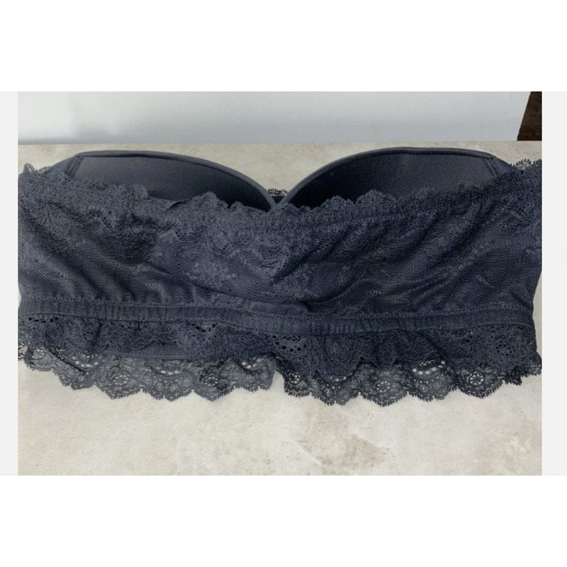 Spanx Women Size SMALL Bra Bandeau Blue Lace Wireless Undetectable