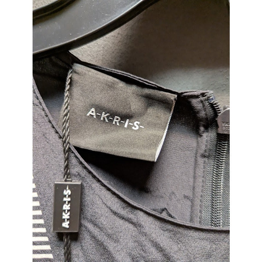 Akris NWT Two-Tone Mixed Media Stripe Sleeveless Midi Dress Size 14 NEW