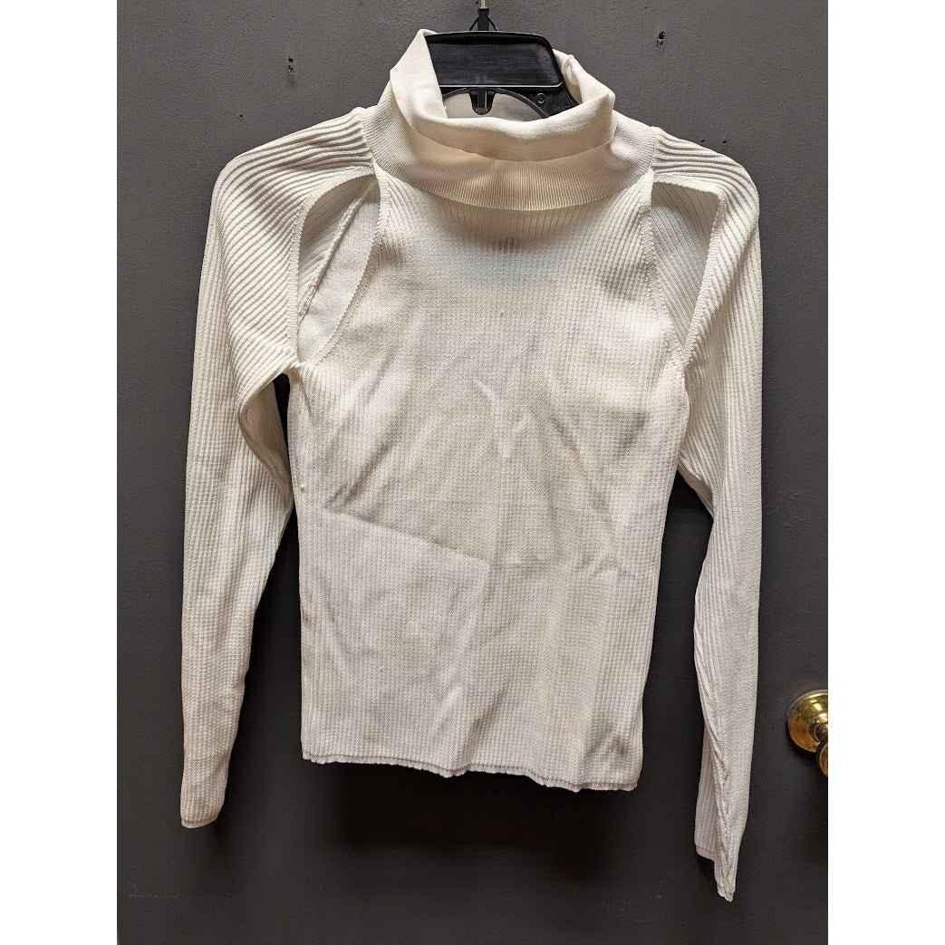 Topshop Cream Ribbed Cold-Shoulder Turtleneck Size US 4-6 (UK S) Small NEW
