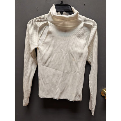 Topshop Cream Ribbed Cold-Shoulder Turtleneck Size US 4-6 (UK S) Small NEW
