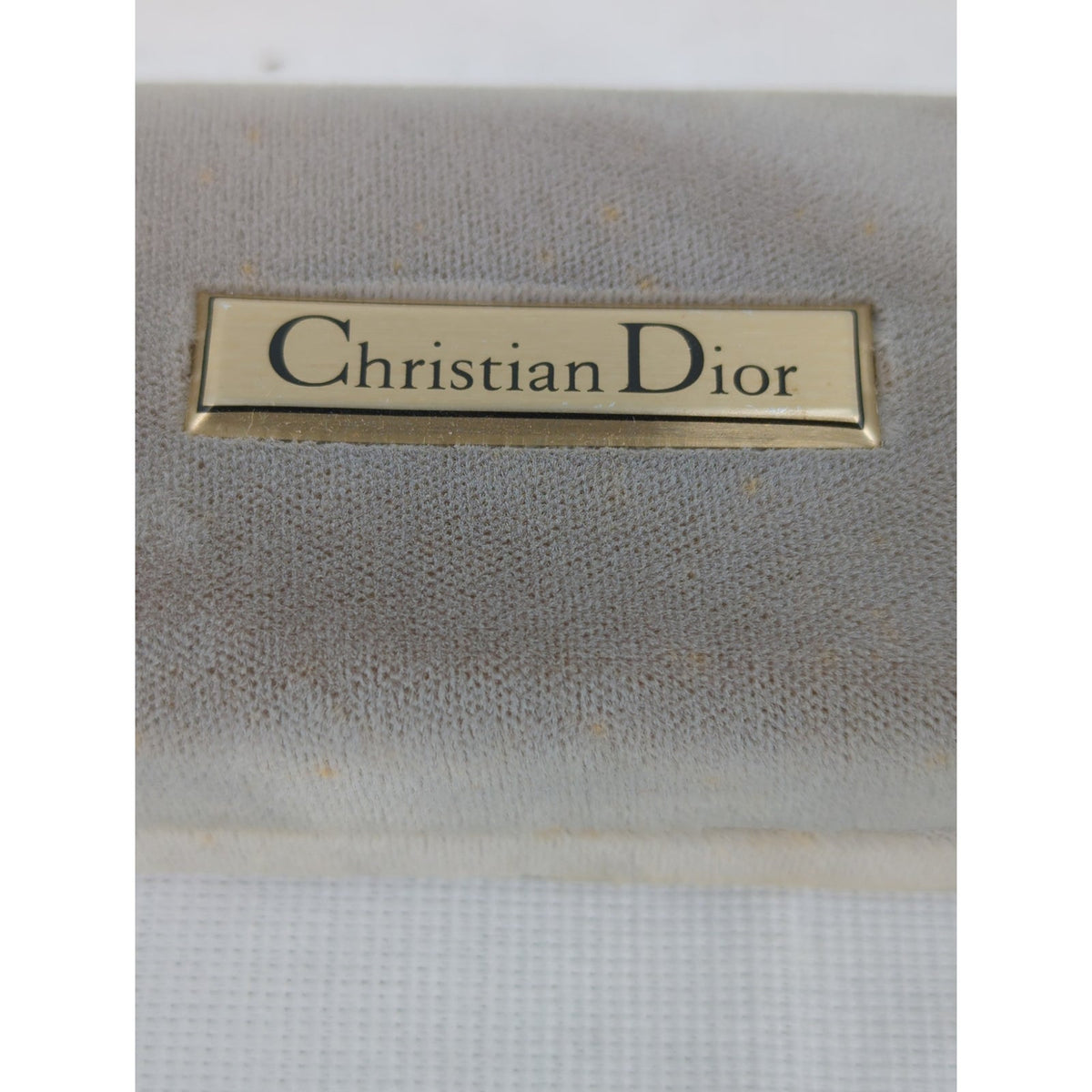 Vintage Christian Dior Bulova Watch Box Velvet Taupe Luxury Designer Case