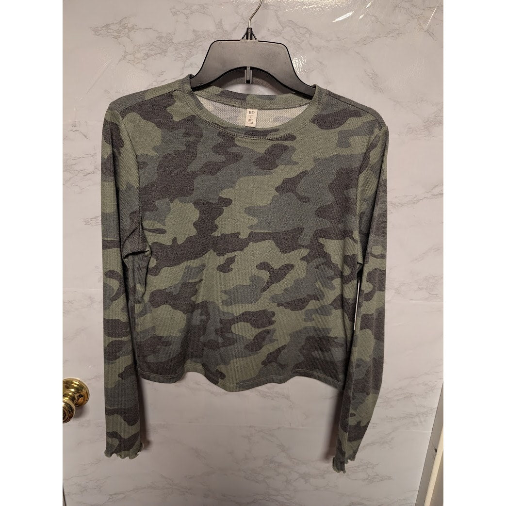NEW Bp. green army camoflage thermal top shirt long sleeve crew neck size Large