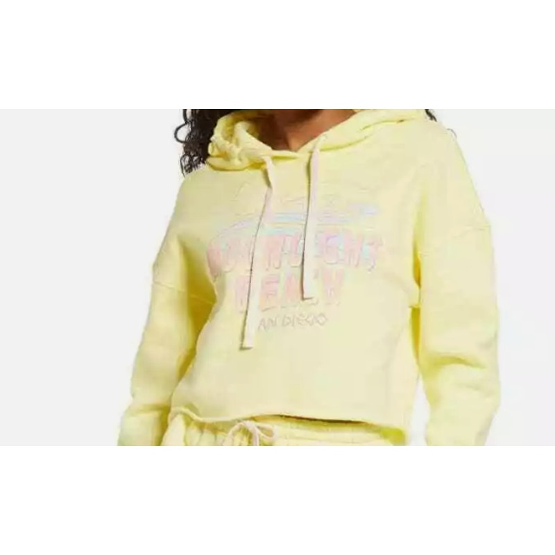 NWT BP Drawstring Hoodie Crop Sweatshirt Sz Medium in Yellow Moonlight Beach