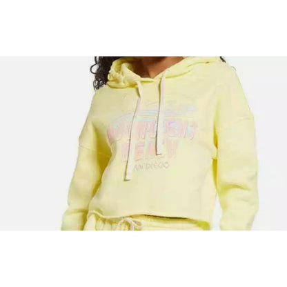 NWT BP Drawstring Hoodie Crop Sweatshirt Sz Medium in Yellow Moonlight Beach
