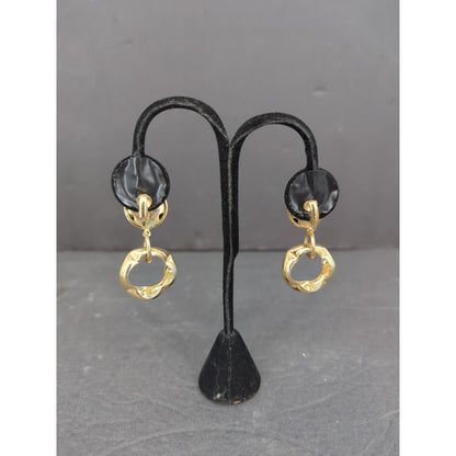 Vintage Gold Tone Swirl Knot Clip On Earrings Retro Jewelry Dangle MCM minimal