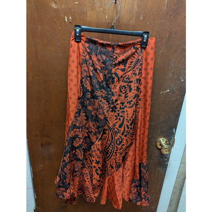 New Topshop Maxi Skirt BOHO US 6 Lined Red Black Summer paisley Punk Goth