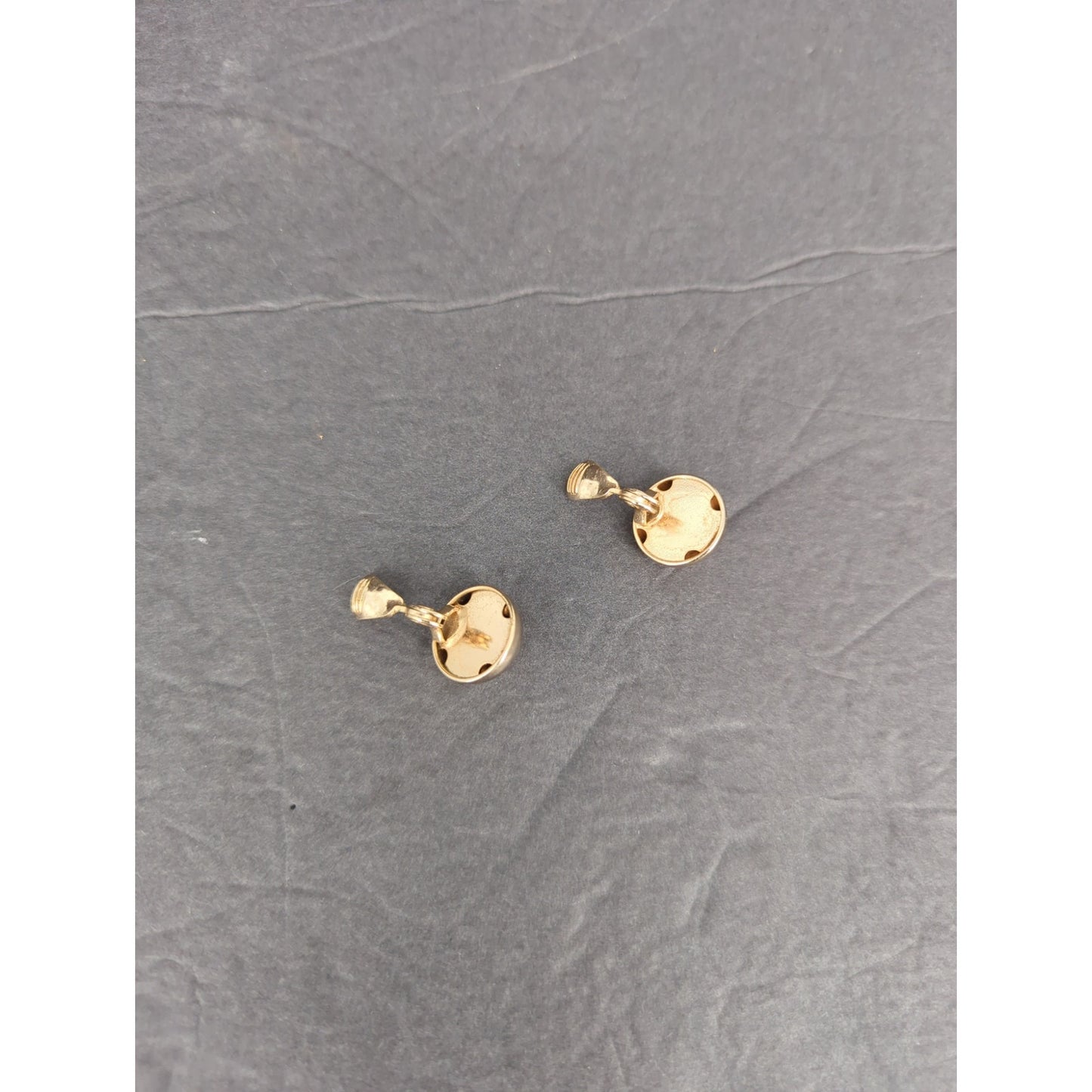 Vintage 1960s Mid Century Gold Tone Smooth Dome Button Clip On Earrings