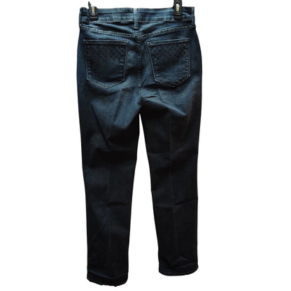 NYDJ Lift Tuck Slim Straight Jeans Womens 4 Embellished Rhinestone Pocket Indigo