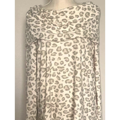 Gibsonlook Cowl or Off Shoulder Tunic Top Sz Medium in Oatmeal Animal Print NWT