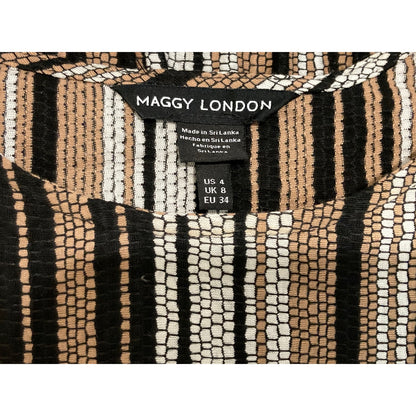 NWT Maggy London 2-Piece Pull On Midi-Length Pencil Skirt Crop Blouse Set Sz 4