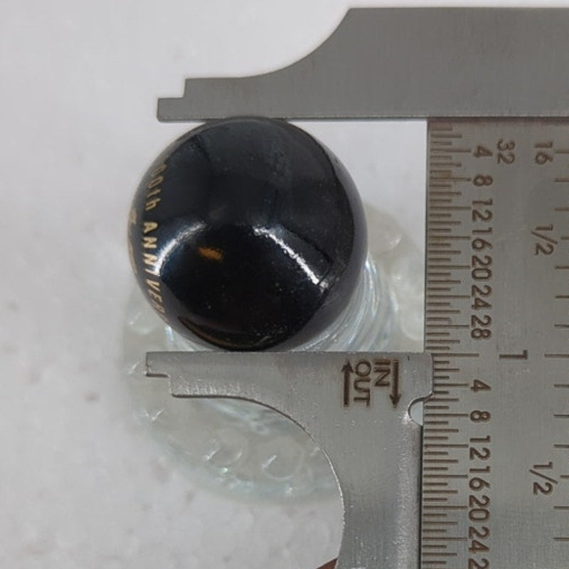 Vintage Winchester Repeating Arms Glass Marble Black Gold Emblem Shooter 1" #AB