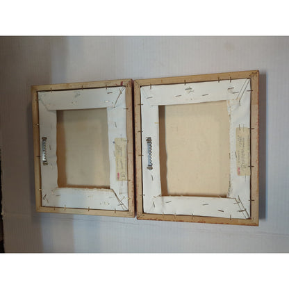 Patrick McNurney Signed Abstract Art Pair Memphis Milano 1980s Framed Painting