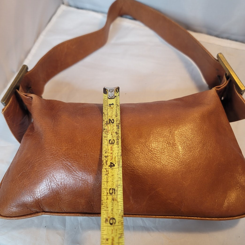 Pelletteria Alexander Italy Leather Shoulder Purse Bag brass hardware Hobo