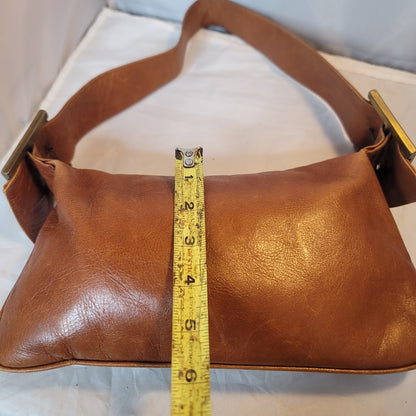 Pelletteria Alexander Italy Leather Shoulder Purse Bag brass hardware Hobo