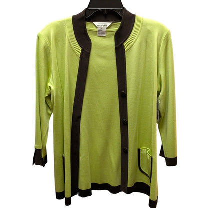 Exclusively Misook Lime Green Contrast Knit Cardigan Jacket NWT Luxury Workwear
