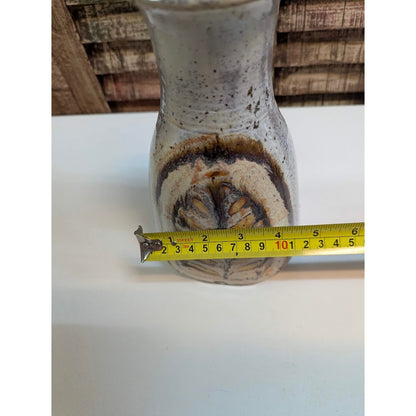 Vintage Studio Pottery Earth Tone Ceramic Bud Vase Wheat Leaf Signed