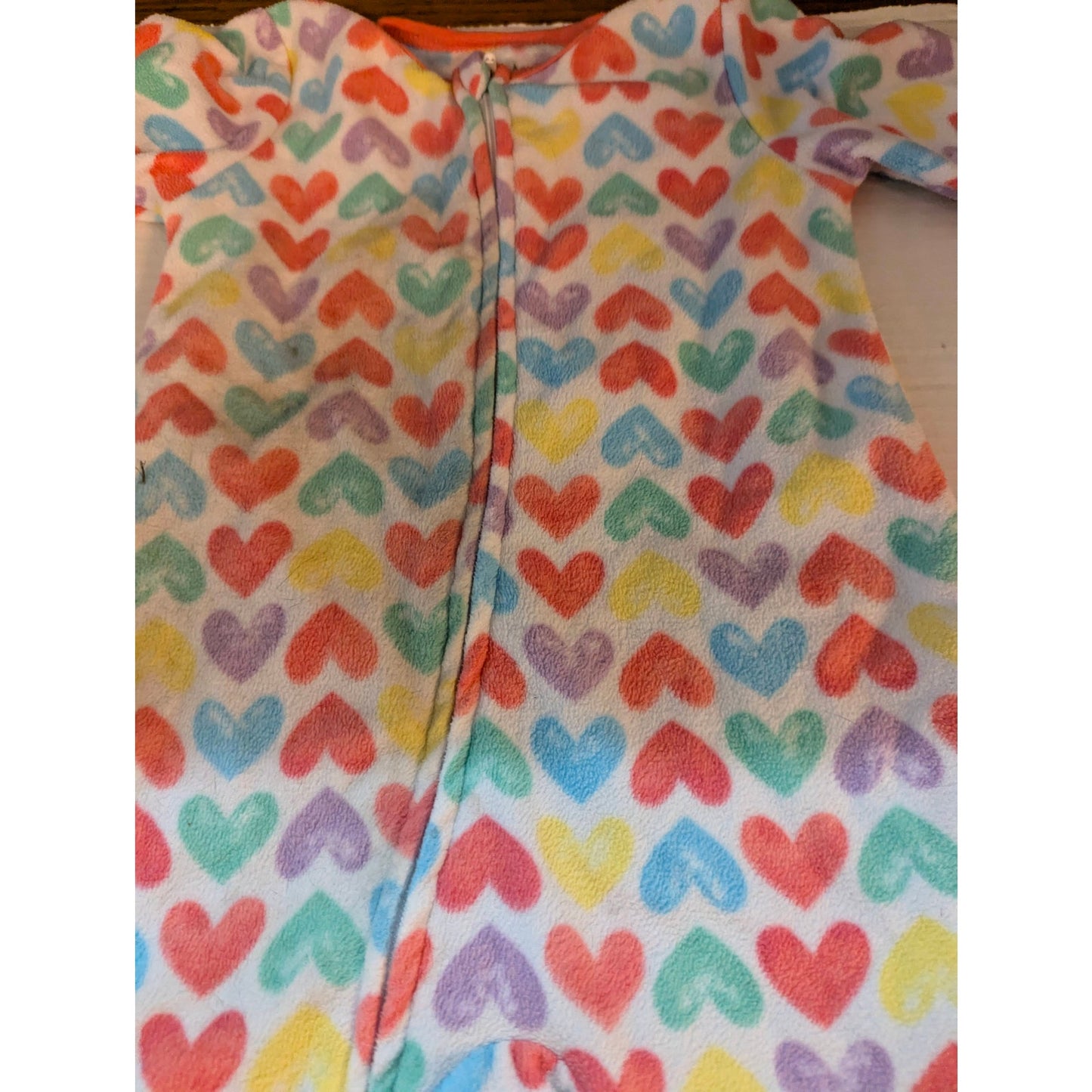 Kids Headquarters Toddler Girls Rainbow Heart Fleece Sleeper Suit 2T