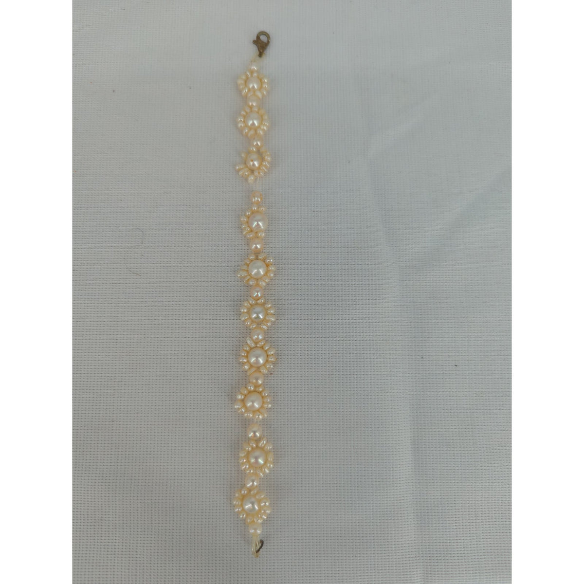 Vintage Pearl Cluster Flower Bracelet Daisy Link Cream Faux Pearls