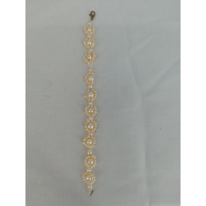 Vintage Pearl Cluster Flower Bracelet Daisy Link Cream Faux Pearls