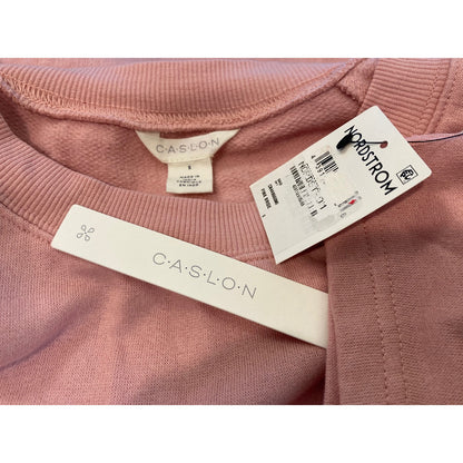 NWT Caslon Pullover Crewneck Raglan 3/4 Sleeve Sweatshirt in Pink Bride Sz Small