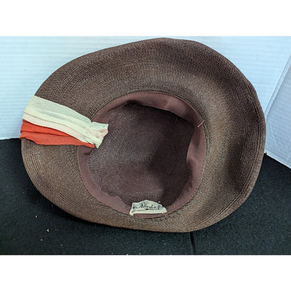 Vintage ladies HAT 40's 50's The Rhodes Hat Vintage Brown straw