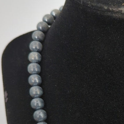 Vintage Gunmetal Grey Faux Pearl Knotted Strand Necklace - 18" beads
