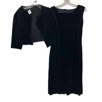 50s 2 pc set bolero jacket sleeveless dress Handmade VINTAGE small/medium velvet