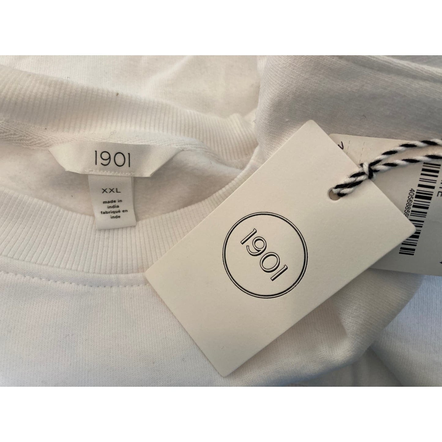 NEW 1901 Hello Snow Winter Holiday Fleece Lined Sweatshirt Sz XXL in White NWT