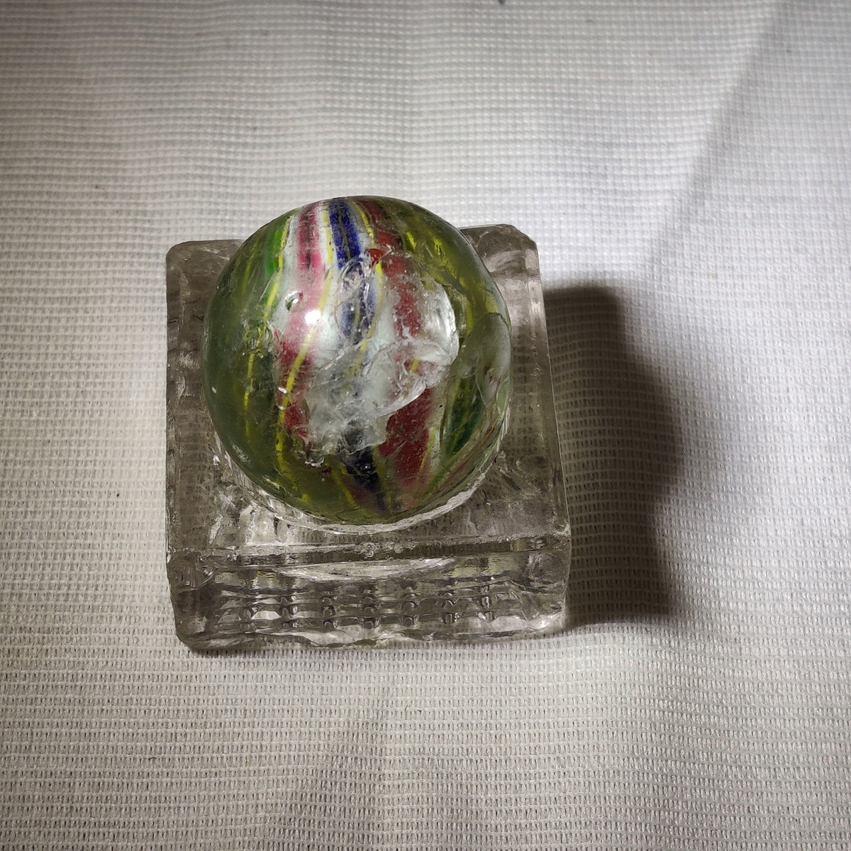 Antique German Handmade Glass Swirl Marble 1-1/4" Large Shooter Chippy AB2T