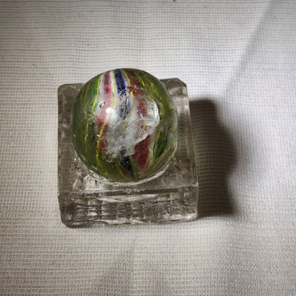 Antique German Handmade Glass Swirl Marble 1-1/4" Large Shooter Chippy AB2T