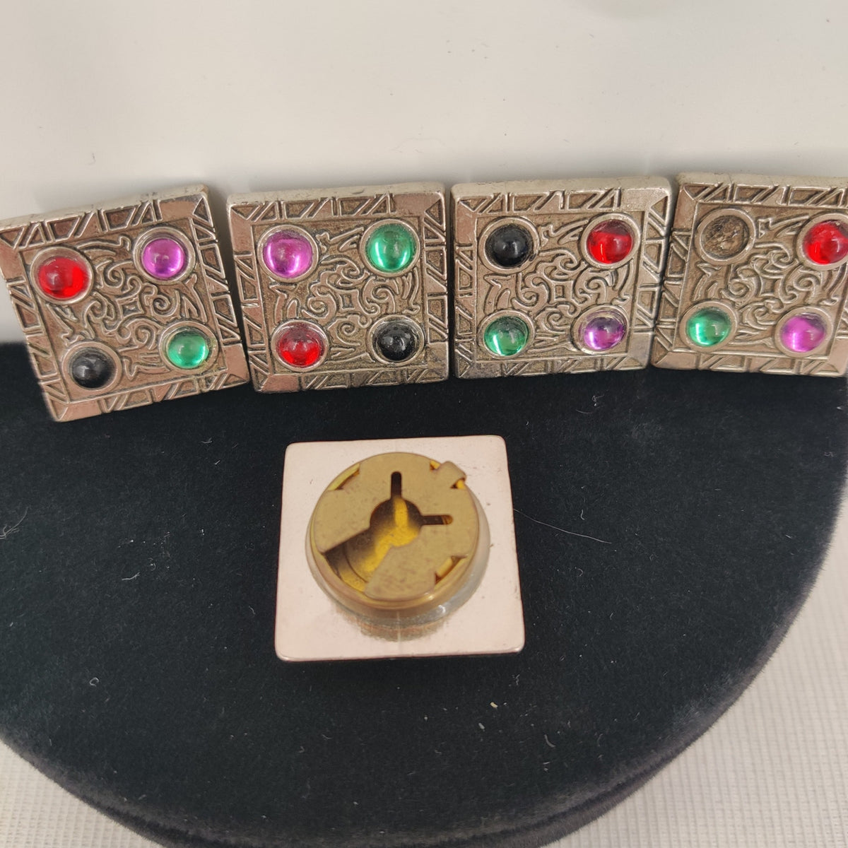 Vintage Rhinestone Button Covers Set 4 Silver Tone 80s Glam Western Cowgirl