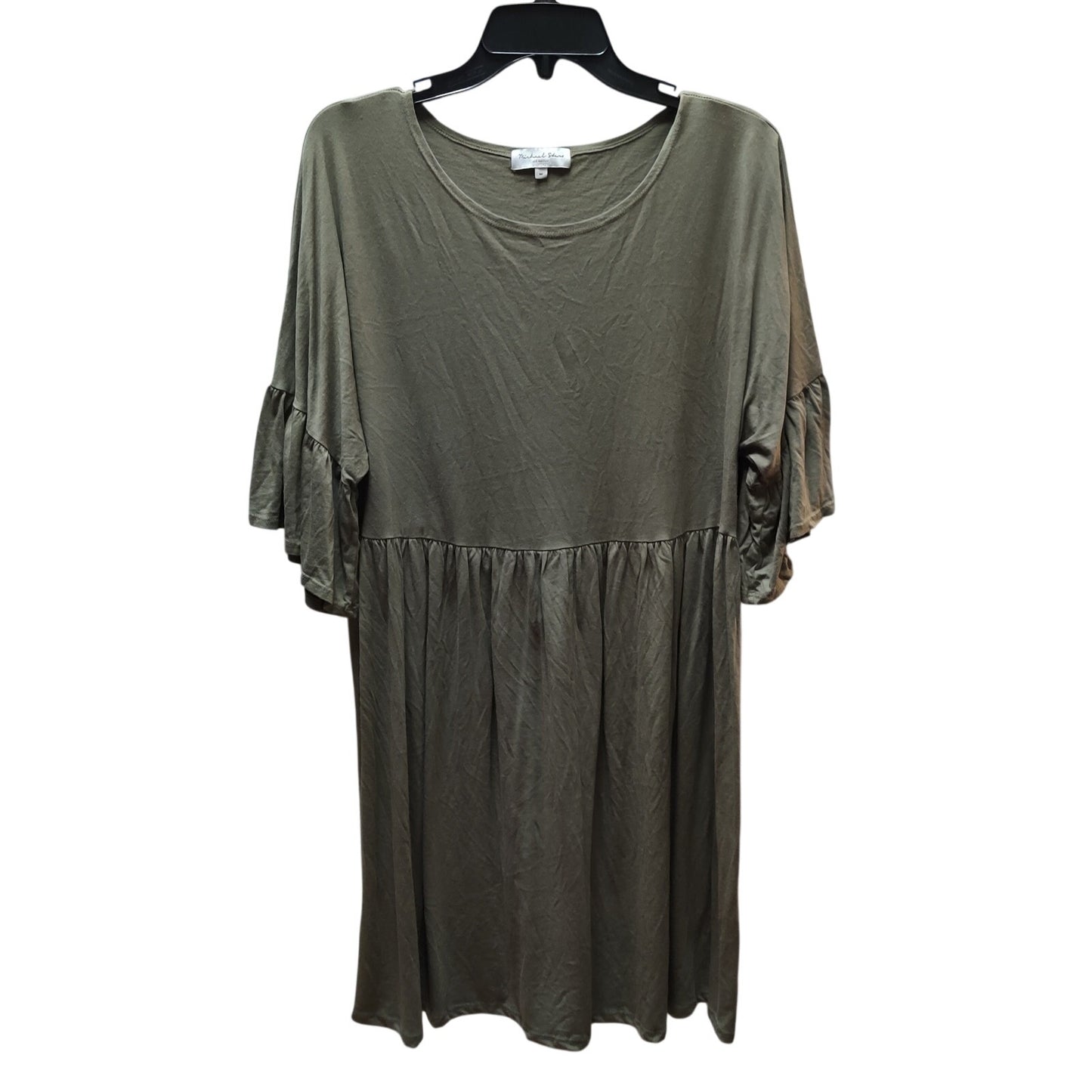 Michael Stars Olive Green Ruffle Sleeve Knit Dress Medium Casual Oversized