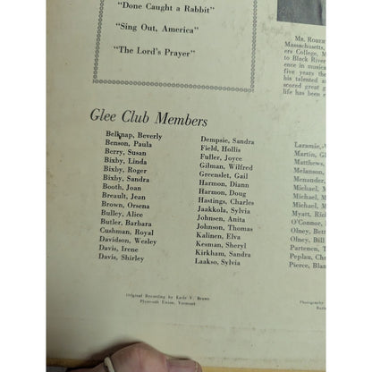 Singing Down Memory Lane Album black river High School Glee Club 1959 Record