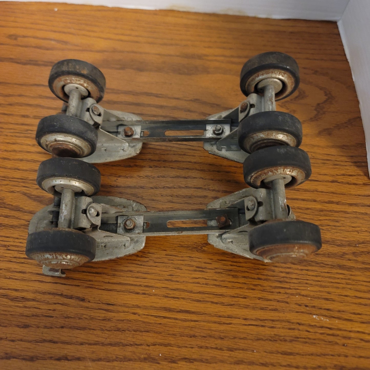 Vintage Adjustable Metal Roller Skates Antique Strap-On Pair